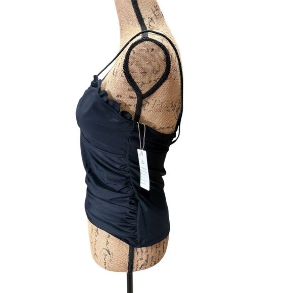 Beachsissi Women's Black Tankini Top M Crisscross Open Back Removable Pads - Picture 5 of 10